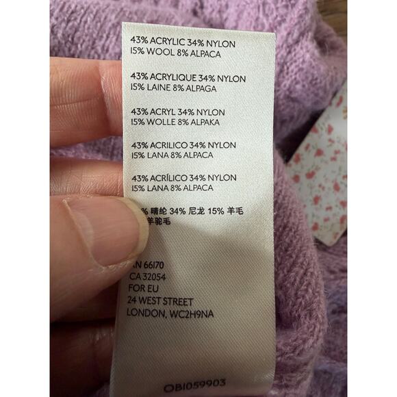 Free People Lilac Alpaca Blend Open Knit Sweater Boho Slouchy Pullover XS NWT - Picture 5 of 6